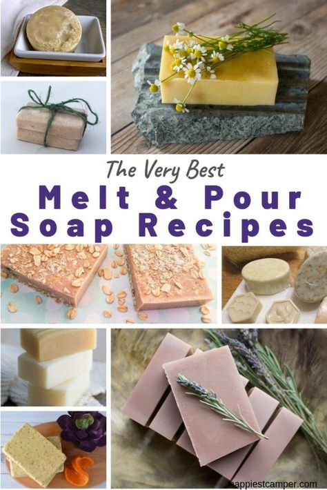 Best melt and pour soap recipes. Just what I was looking for! #soapmaking Melt And Pour Soap Recipes, Honey Soap Recipe, Goat Milk Soap Recipe, Milk Soap Recipe, Homemade Goat Milk Soap, Natural Soaps Recipes, Diy Soap Bars, Savon Diy, Easy Soap Recipes