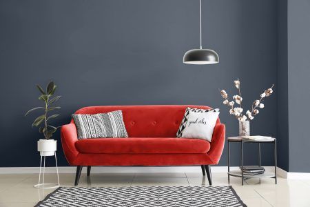 Pros and Cons of Painting the Ceiling the Same Color as the Walls Room Painting Bedroom, Red Couch Living Room, Red Leather Couches, Green Wall Color, Paint Walls, Mustard Walls, Red Furniture, Red Couch, Living Room Red