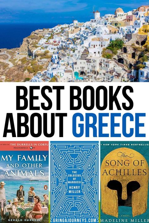 Discover our curated list of the 21 best books about Greece, from timeless tales of Greek mythology to captivating historical fiction and romance novels set against the backdrop of picturesque Greek islands. Whether you're an avid traveler or a voracious reader, let these enchanting narratives transport you to a place where mythology, history, and culture converge. | greek books | best books set in greece | best books to read before visiting greece Books About Greece, Greek Books, Greece Packing List, Greece Mythology, Greece Itinerary, Greece Trip, Mythology Books, Greece Travel Guide, Travel Greece