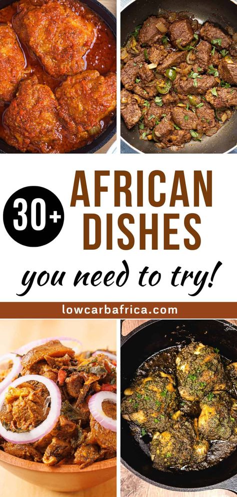 Here is a collection of over 30 African dishes you need to try. These mouthwatering dishes bring in some of the best and most popular African flavors from around the continent. African Crockpot Recipes, Foo Foo Recipe African, African Food Ideas, African Dishes Recipes, Unique Dinner Ideas, African Food Recipes, African Meals, African Stew, North African Food