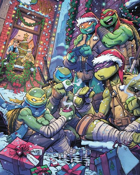 Tmnt Christmas, Teenage Mutant Ninja Turtles Movie, Ninja Turtles Movie, Almost Christmas, Tmnt Comics, Christmas Comics, Teenage Mutant Ninja Turtles Artwork, Turtles Funny, Minecraft Anime