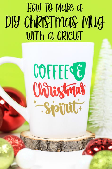 Christmas Mug with a Cricut Maker #cricut #cricutgifts #christmasgifts Christmas Mugs Cricut, Cute Christmas Mugs, Mugs Cricut, Diy Christmas Mugs, Coffee Christmas, All Pins, Diy Projects To Sell, Christmas Crafts For Kids To Make, Diy Mugs