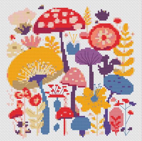 Excited to share the latest addition to my #etsy shop: Whimsical Flowers and Mushrooms | Counted Cross Stitch | Instant PDF Download | 15 Colours https://etsy.me/3YG69DE #floralcrossstitch #mushroomxstitch #diycrossstitch #whimsicalart #embroiderypattern #uniquedesign Mushroom Cross Stitch Pattern, Mushroom Cross Stitch, Flowers And Mushrooms, Whimsical Flowers, Whimsical Flower, Diy Cross Stitch, Floral Cross Stitch, Stitch Art, Mushroom Art