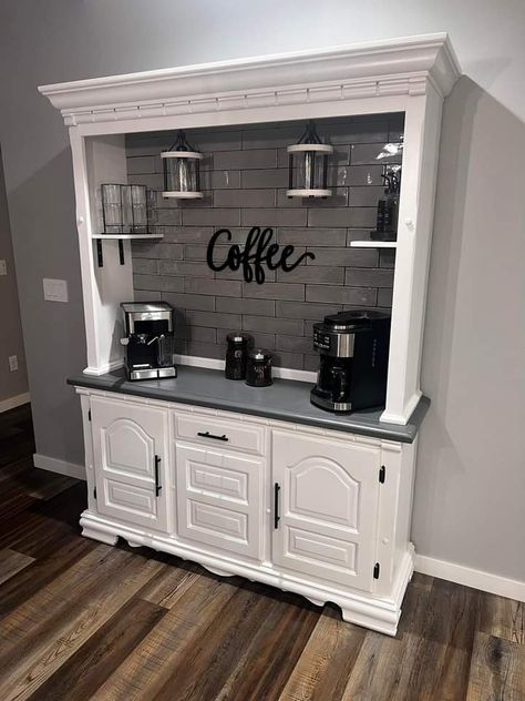 Coffee Bar Hutch Ideas, Painting Concrete Steps, Coffee Bar At Home, Coffee Bar Station, Diy Coffee Bar, Coffee Bar Design, Coffee Center, Diy Home Bar, Painting Concrete Porch