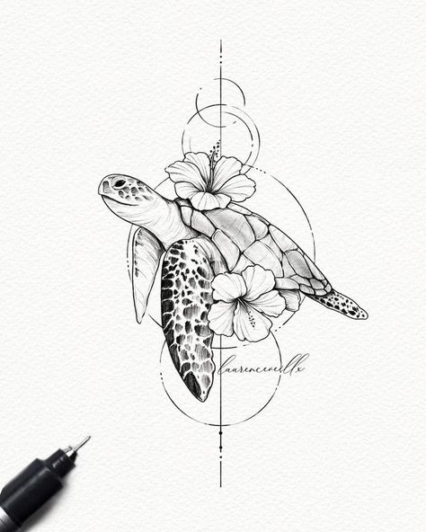 Turtle Ying Yang Tattoo, Sea Turtles Tattoos For Women, Turtle Elephant Tattoo, Sea Turtle Rib Tattoo, Ocean Design Tattoo, Ocean Turtle Tattoo, Hibiscus And Turtle Tattoo, Sea Turtle Tattoo Outline, Floral Sea Turtle Tattoo