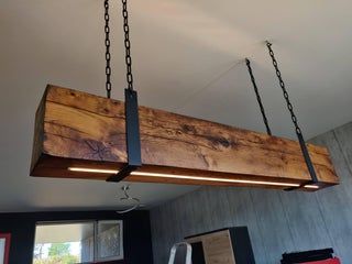 Reclaimed Oak Beam Light : 13 Steps (with Pictures) - Instructables Rectangle Dining Chandelier, Wood Lighting Design, Chandelier Wood, Wooden Beam, Ceiling Cladding, Beam Light, Woodworking Inspiration, Wooden Light, Reclaimed Oak