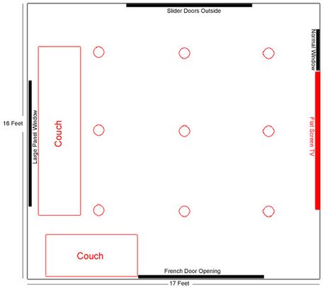 Potlights Placement Ceilings, Recessed Lighting Living Room Layout, Recessed Lights In Living Room, Can Light Layout, Recessed Lighting In Living Room, Lighting In Living Room, Layout Bedroom, Recessed Lighting Living Room, Recessed Lighting Layout
