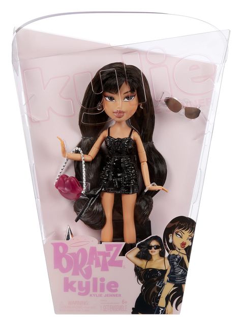 PRICES MAY VARY. BRATZ x KYLIE JENNER: Two pop culture forces come together as Kylie Jenner enters the world of Bratz! The fashion icon and entrepreneur has been “Bratzified” in the first ever Bratz celebrity collaboration. The doll has her signature long, dark hair in a wavy style with bangs and a gorgeous custom makeup look. DAYTIME LOOK: Kylie rocks a daytime look wearing a vegan patent leather minidress and over-the-top platform boots. STYLIN’ ACCESSORIES: Kylie’s outfit comes complete with Moda Kylie Jenner, Stile Kylie Jenner, Estilo Kylie Jenner, Twisted Top, Sporty Sunglasses, Brat Doll, Custom Makeup, Barbie Family, Wavy Style