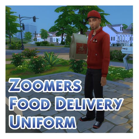 Delivery Uniform, Sims 4 Cottage, List Of Food, Mod Hair, Cc Mods, Sims 4 Game Mods, Custom Uniform, Custom Caps, Healthy Meals To Cook