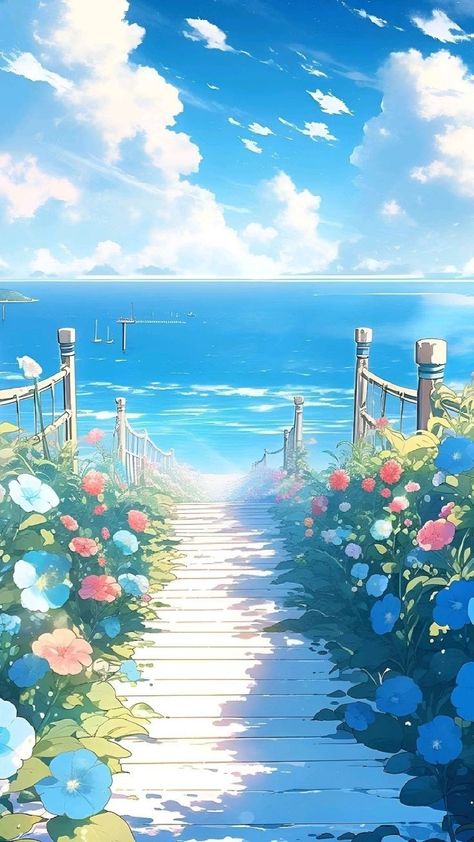 Watercolor Summer Wallpaper, Anime Summer Wallpaper, Watercolor Scenery Painting, Adventure Anime, Amazing Places To Visit, Background Drawing, Photography Images, Watercolor Wallpaper, You Dream