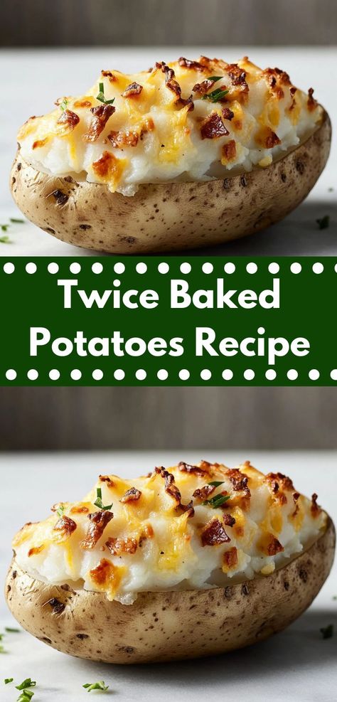 Enjoy the satisfying flavors of twice baked potatoes, where fluffy mashed potatoes are combined with cheese, sour cream, and chives. A delightful addition to any dinner table or party spread. Easy Twice Baked Potatoes, Twice Baked Potatoes Recipe, Cream Cheese Potatoes, Stuffed Baked Potatoes, Dried Potatoes, Baked Potato Recipes, Twice Baked, Comfort Dishes, Twice Baked Potatoes