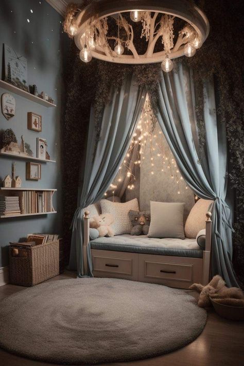 Korean Bedroom, Reading Nook Kids, Kids Bedroom Inspiration, Nook Ideas, Baby Room Inspiration, Nursery Room Inspiration, Toddler Bedrooms, Hus Inspiration, Baby Bedroom