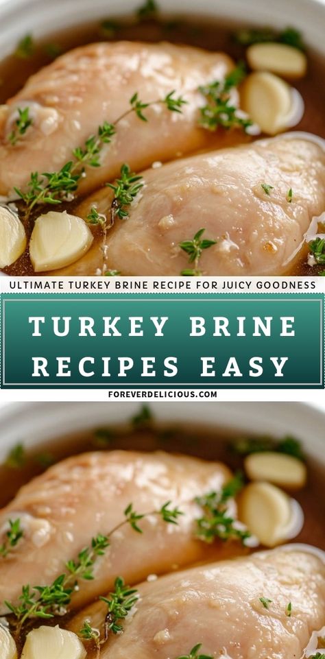 I can't wait to share this ultimate turkey brine recipe that guarantees juicy, flavorful turkey every time! With fresh herbs and garlic, this easy brine will elevate your holiday meals. Impress your family and friends with perfectly moist turkey—trust me, they’ll be asking for seconds! Roast Turkey Brine Recipes, Injection Recipe For Turkey, Homemade Turkey Brine, Brine For Turkey Wings, Wet Brine Turkey Recipes, Brine Turkey Recipes Thanksgiving, Brine For Smoked Turkey, Turkey Brine Recipes Easy, Turkey Breast Brine