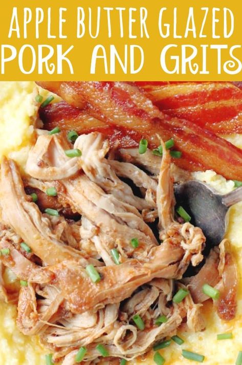 Slow Cooker Apple Butter Glazed Pork Tenderloin | Foodtastic Mom #porktenderloin #porkandgrits September Meals, Pork Crockpot, Glazed Pork Tenderloin, Vsg Recipes, Crock Meals, Dinner Crockpot, Slow Cooker Apple, Slow Cooked Pulled Pork, Pork Crockpot Recipes