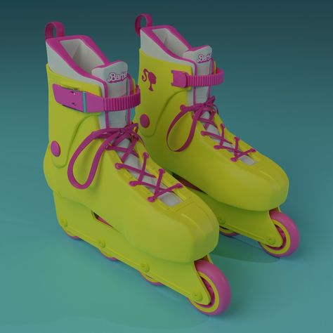 Modelado en 3d de los patines de la Barbie Barbie Roller Skates, Barbie Costume, 3d Blender, Roller Skates