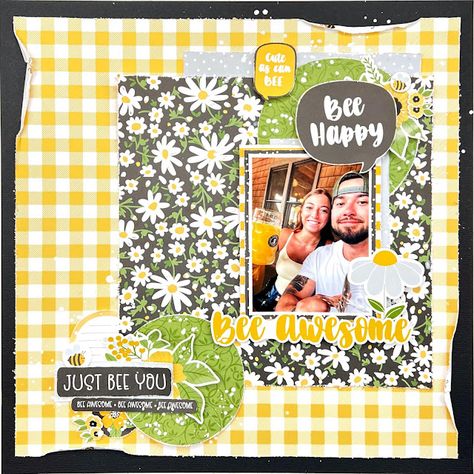 Echo Park Bee Happy, Cafe Cards, Gallery Cafe, Scrapbooking Pages, Photo Sleeve, Echo Park Paper, 12x12 Scrapbook, Unique Layout, Scrapbook Templates