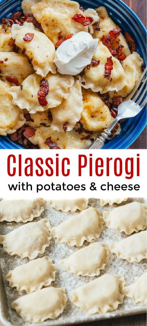 Classic Pierogi with Potato and Cheese Pierogi Vegetarian, Homemade Pierogies Polish, Perogie Filling Ideas, Pierogi Filling, Perogies Recipe, Pierogi Recipe, Resep Pasta, Cheesy Potatoes, Dinner Recipes Crockpot