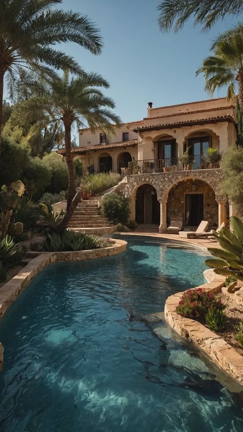 Stunning Spanish Villa Ideas to Transform Your Home - Cheerful Talks Spanish Villa Interior, Mediterranean Villa Design, Spanish Villa Home, Hacienda Style Kitchen, Spanish Mediterranean Homes, Mexican Villa, Luxury Mediterranean Homes, Villa Ideas, Spanish Mediterranean