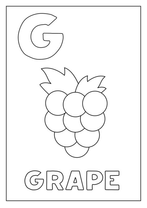 G Is For Grapes Craft, G For Grapes, G Is For Grapes, Elephant Drawing For Kids, G Worksheet, English Alphabet For Kids, Letter G Activities, Alphabet Tracing Printables, Kids Colouring Printables