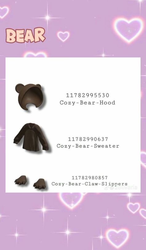 Roblox Bear Outfit Codes, Bear Codes Berry Ave, Outfit Roblox Codes, Roblox Codes Brookhaven, Roblox Gril, Berry Ave Codes, Bloxburg Clothes, Brookhaven Codes, Hoodie Roblox