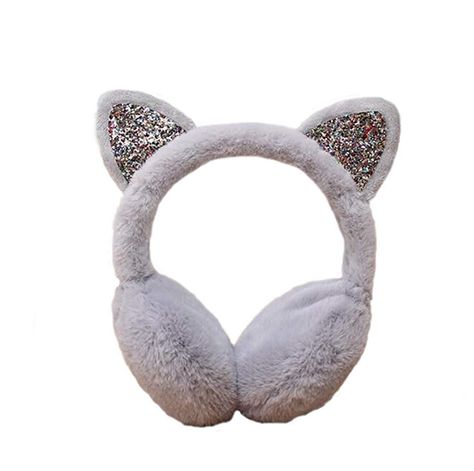 Women's Winter Warm Cat Ear Muffs Cute CatEar Earmuff for Girls (Gray) Womens Headband, Winter Cat, Ear Muffs, Sequin Decor, Style Steal, Cat Ear, Winter Girls, Ear Warmer, Knit Mittens