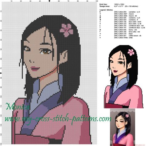 Frozen Cross Stitch, Princess Mulan, Disney Cross Stitch Patterns, Graph Design, Cross Stitch Love, Stitch Cartoon, Kawaii Crochet, Disney Cross Stitch, Cross Stitch Baby