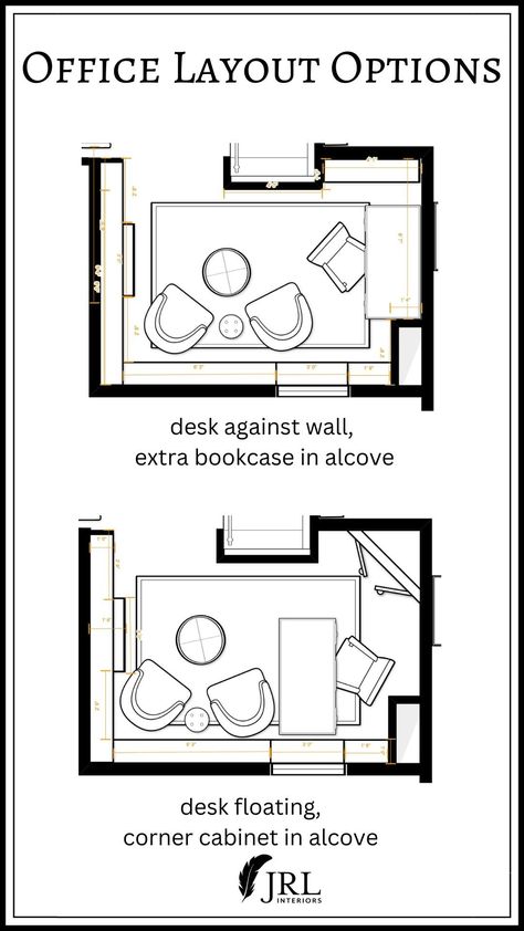 office layout options Office Sitting Room Combo Layout, Home Office With Library, Mini Library Small Spaces, Office And Library Combo, Office With Library, Office Library Combo, Office Sitting Room Combo, Library Layout, Diy Home Library