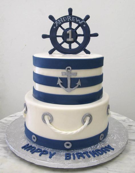 Nautical Cake Design, Nautical Themed Cake, Anchor Cake Ideas, Sailor Birthday Cake, Nautical Cakes Ideas, Nautical 1st Birthday Boy, Nautical Theme Cake, Nautical Birthday Cakes, Sailor Cake