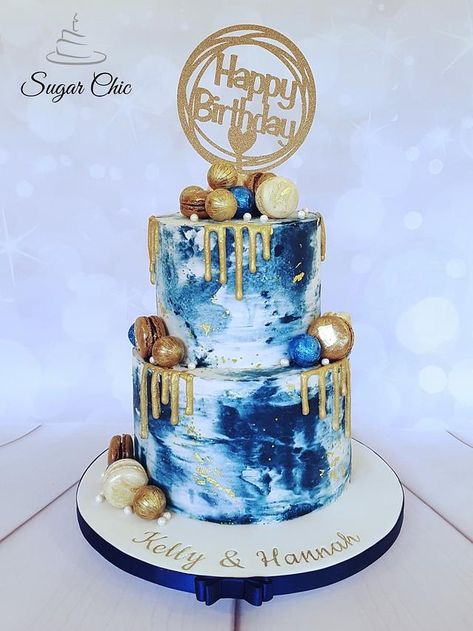 X Navy & Gold Marble Buttercream Cake x - cake by Sugar Chic Blue 50th Birthday Cake, Blue And Gold Marble Cake, Blue Marble Cake Birthday, Navy Blue Marble Cake, Marble Cake Design Birthday, 18th Boy Birthday Cake, Navy And Gold Birthday Cake, Blue 18th Birthday Cake, Blue And Gold Cake Birthday