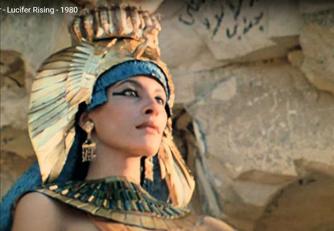 Lucifer Rising, Kenneth Anger, Bicycle Tattoo, Gold Arm Band, Marianne Faithfull, Egyptian Queen, Egyptian Goddess, Film Aesthetic, Film Stills