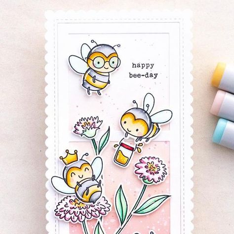 Stefanie K Loh on Instagram: "Hi friends! I’m sharing a spring birthday card today using the super adorable Bee Happy stamp! Visit the @hellobluebird.stamps blog for all the details including color combos!

Link to blog in bio 👆

HB Products:
🐝 Bee Happy Stamp
🐝 Gallery Frame 5 Die

Inks:
Worn Lipstick and Tattered Rose distress oxides

#cardmakingismysuperpower #ilovecardmaking #cardsofinstagram #cutecards #card #cards #cardmaker #greetingcard #cardmakers #birthday #birthdaycard #spring #papercraftingaddict #papercraft #cardmaking #friendshipcard #cardmakinghobby #cardmakingideas #timholtz #distressoxide #karte #stamping #coloring #stefkloh #handmadecards #hellobluebird #hellobluebirdstamps" Craft Illustration, Hello Bluebird, Spring Birthday, Distress Oxides, Friendship Cards, Bee Happy, Gallery Frame, Card Maker, Cute Cards