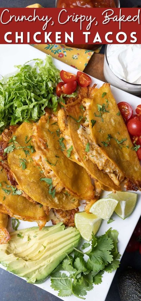 Spicy Baked Chicken Tacos, Cheesy Chicken Mini Tacos, Chicken Taco Oven Baked, Rotisserie Chicken Tacos Recipes Corn Tortillas, Tacos Recipes Chicken Mexican, Chicken Meat For Tacos, Oven Crispy Chicken Tacos, Sheet Pan Crispy Chicken Tacos, Crispy Corn Tacos