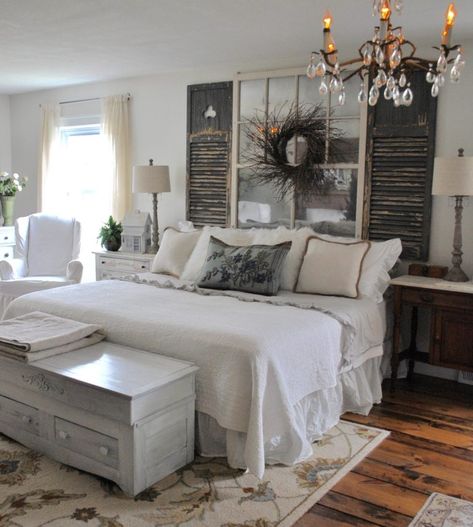 Homes Farmhouse, Rustic Farmhouse Bedroom, Farmhouse Bedroom Decor Ideas, Farmhouse Style Bedrooms, Modern Farmhouse Bedroom, Perfect Bedroom, Farmhouse Bedroom Decor, Bedroom Headboard, Country House Decor