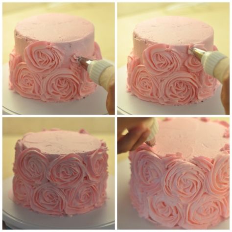 How to make a Rosette Iced Cake Frosting Techniques, Rosette Cake, Cake With Buttercream, Icing Techniques, Rose Cake, Buttercream Icing, Cake Icing, Cake Decorating Tutorials, Cake Frosting