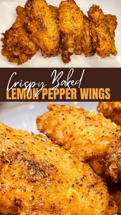 Fresh Chicken Wings, Wings Appetizers, Baked Lemon Pepper Wings, Lemon Pepper Chicken Wings Recipe, Chicken Wing Sauce Recipes, Wings Recipe Baked, Chicken Wing Recipes Fried, Lemon Pepper Chicken Wings, Crispy Oven Baked Chicken