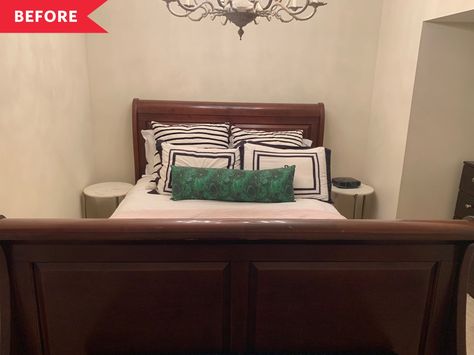 Before and After: A Basement is now a Sunny Bedroom with the Best Headboard Hack | Apartment Therapy Windowless Bedroom, Windowless Basement, Headboard Hack, Sunny Bedroom, Poised Taupe, Basement Room, Small Bedroom Remodel, Basement Layout, Cozy Basement