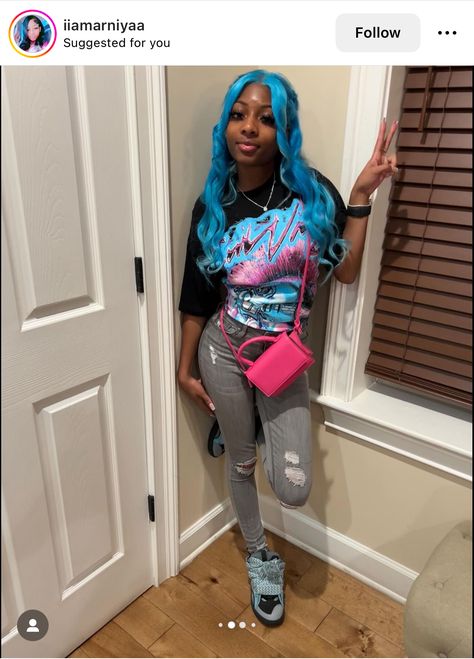 Blue Birthday Outfit Black Women, Blue Dunks Outfit Black Women, Birthday Outfit Black Women, Birthday Outfit Black, Dunks Outfit, Outfit Black Women, Fly Guy, Hard Nails, Stylish Summer Outfits