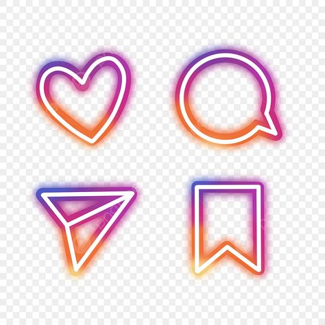 Neon Clipart, Facebook Button, Neon Png, Love Clipart, Vector Gradient, Social Media Buttons, Streaming Sites, Heart Background, Social Media Channels