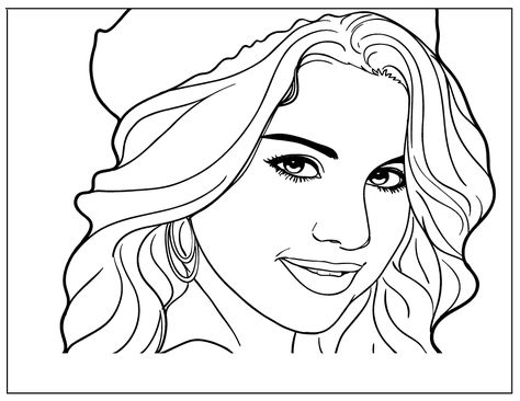 Selena Gomez Selena Gomez Art Drawings, Selena Gomez Coloring Page, Selena Gomez Illustration Art, Selena Gomez Child, Selena Gomez Drawing Pencil, Selena Gomez Portrait Drawing, People Coloring Pages, Cartoon Disney, Coloring Sheets For Kids