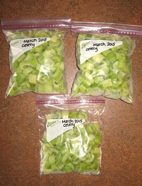 Freeze Celery, Food Preparedness, How To Freeze Celery, Freezing Veggies, Harvest Ideas, Freezing Vegetables, Bulk Cooking, Freezing Food, Freezer Food