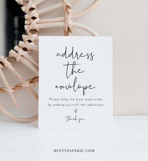 Address the Envelope Sign, Write Your Address, Minimalist Bridal / Baby Shower, 100% Editable Template, Instant Download, Templett 0031-19S - Etsy John Bradley, Clothes Pin Games, Wedding Blankets, Sign Writing, Minimalist Baby, Addressing Envelopes, Baby Shower Signs, Baby Pacifier, Office Max