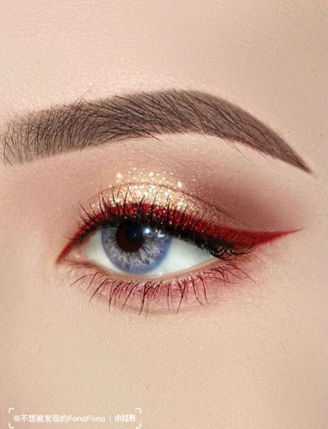 Red Gold Makeup Look, Gold And Red Makeup Looks, Harry Potter Makeup Looks Gryffindor, Gold And Red Makeup, Red And Gold Eye Makeup, Red And Gold Makeup Looks, Red Gold Makeup, Red And Gold Makeup, Eye Makeup Brushes Guide