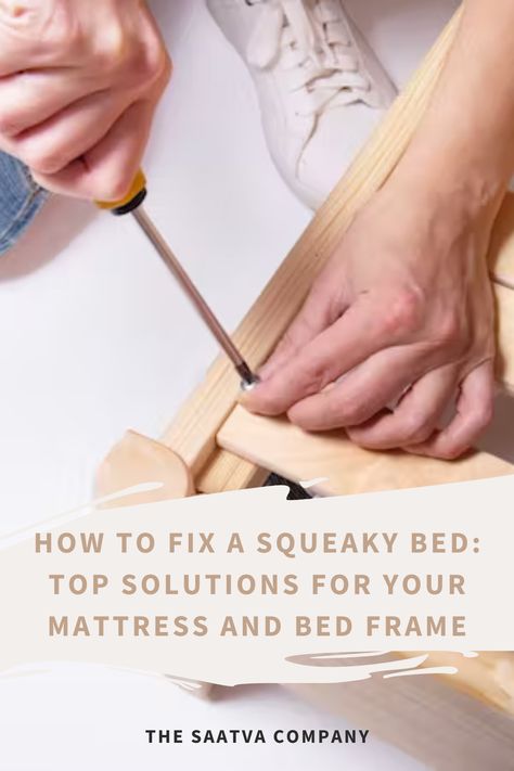 A squeaky bed can be incredibly frustrating. The extra noise can grate on your nerves and make it hard to sleep or to get out of bed without waking your partner. It's often difficult to identify the exact cause of the squeaking since it can come from a variety of places, such as your mattress, bed frame, or box spring. Here, we’ll go over the most common causes of a squeaky bed and provide a few solutions to help you improve the quality of your sleep. Frameless Bed, Mattress Bed Frame, Airy Bedroom, Mattress Bed, Online Mattress, Get Out Of Bed, Latex Mattress, Home Fix, Wooden Bed Frames