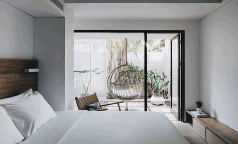 Bedroom Patio Ideas, Bedroom With Patio, Bali Design, Design Anthology, Bedroom Patio, Resort Design, Patio Interior, Seminyak, Outdoor Swimming