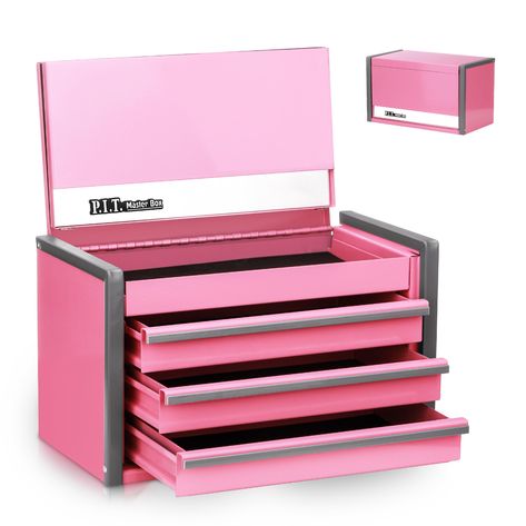 PRICES MAY VARY. Multiple Storage Mini Tool Box - 8.6 X 4.6 X 4.8 Inches, lightweight and portable design, suitable for your day use. You can also match the 5-Drawer Micro Roll Cab to use together or separately. Please check the size before you place an order. It's a small box, if you mind, please don't buy it Magnetic Tab Locking - The magnetic locking is an easy-to-use locking mechanism that utilizes powerful magnets to lock automatically when you close the lid. The design of tab locking can c Pink Tool Box, Steel Tool Box, Shrines Box, Office Warehouse, Pink Tools, Tools Storage, Small Tools, Tool Box Storage, Tool Organizers