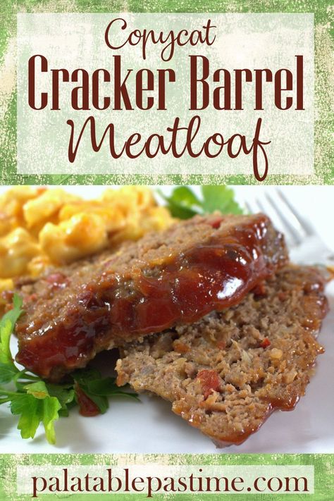 Meatloaf Without Onions, Meatloaf Recipes Without Ketchup, Meatloaf Without Ketchup, Copycat Cracker Barrel Meatloaf, Copycat Desserts, Cracker Barrel Meatloaf Recipe, Copycat Cracker Barrel, Cracker Barrel Meatloaf, Couples Dinner