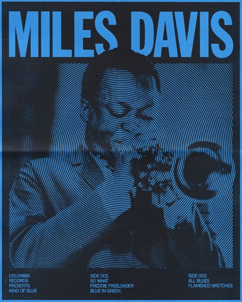 Jesse Nyberg, Collage Typography, Arte Jazz, Jazz Poster, Kind Of Blue, Blue Poster, Miles Davis, Poster Layout, Tour Posters