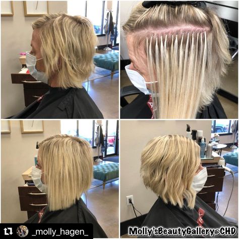 Did you know we offer extension services? If you are looking to add volume, fullness or length to your hair, extensions might be for you. Give us a call to learn more. (605) 371-0854 Short Hair With Extensions For Volume, Bob With Extensions For Volume, How To Wear Extensions With Short Hair, Bob Hair Extensions, How To Put Clip In Extensions In Short Hair, Hair Extensions For Short Hair Before And After Pixie Cuts, Clip In Hair Extensions Short Bob, Short Hair Extensions For Volume, Extensions On Really Short Hair