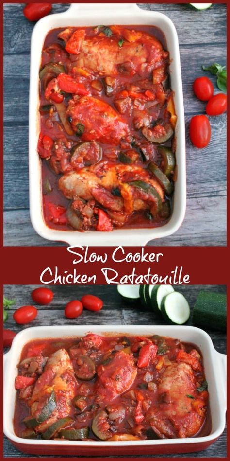 Slow Cooker Chicken Ratatouille Ratatouille Chicken Recipe, Ratatouille With Chicken, Chicken Ratatouille Recipe, Chicken Ratatouille, Ratatouille Recept, Slow Cooker Ratatouille, Scotland Food, Slow Cooker Baking, Slow Cooker Casserole