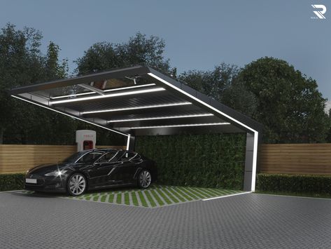 Outdoor Car Parking Design Home, Carport Design, Car Porch Design, Garage Canopies, Modern Carport, Contemporary Garage, Shelter Ideas, Car Porch, Car Shed